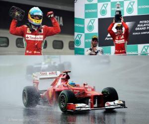 yapboz Fernando Alonso Malezya Grand Prix (2012) zaferi kutluyor